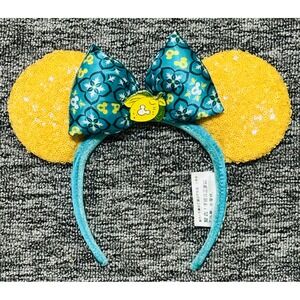 Disney Parks Epcot Food & Wine Saluti Limoncello Yellow Teal Minnie Mouse Ears